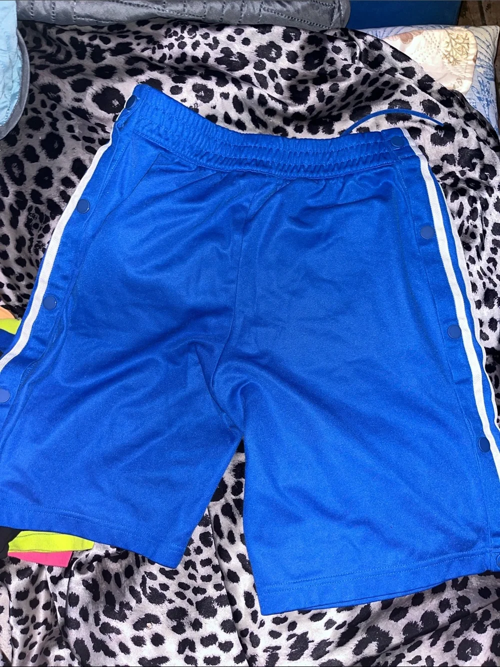 adidas Blue 3-Stripe Athletic Shorts